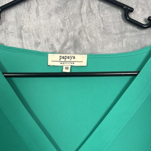 Papaya Weekend Green Lightweight Vneck Short Sleeved Blouse Top Size 18 - Picture 6 of 8